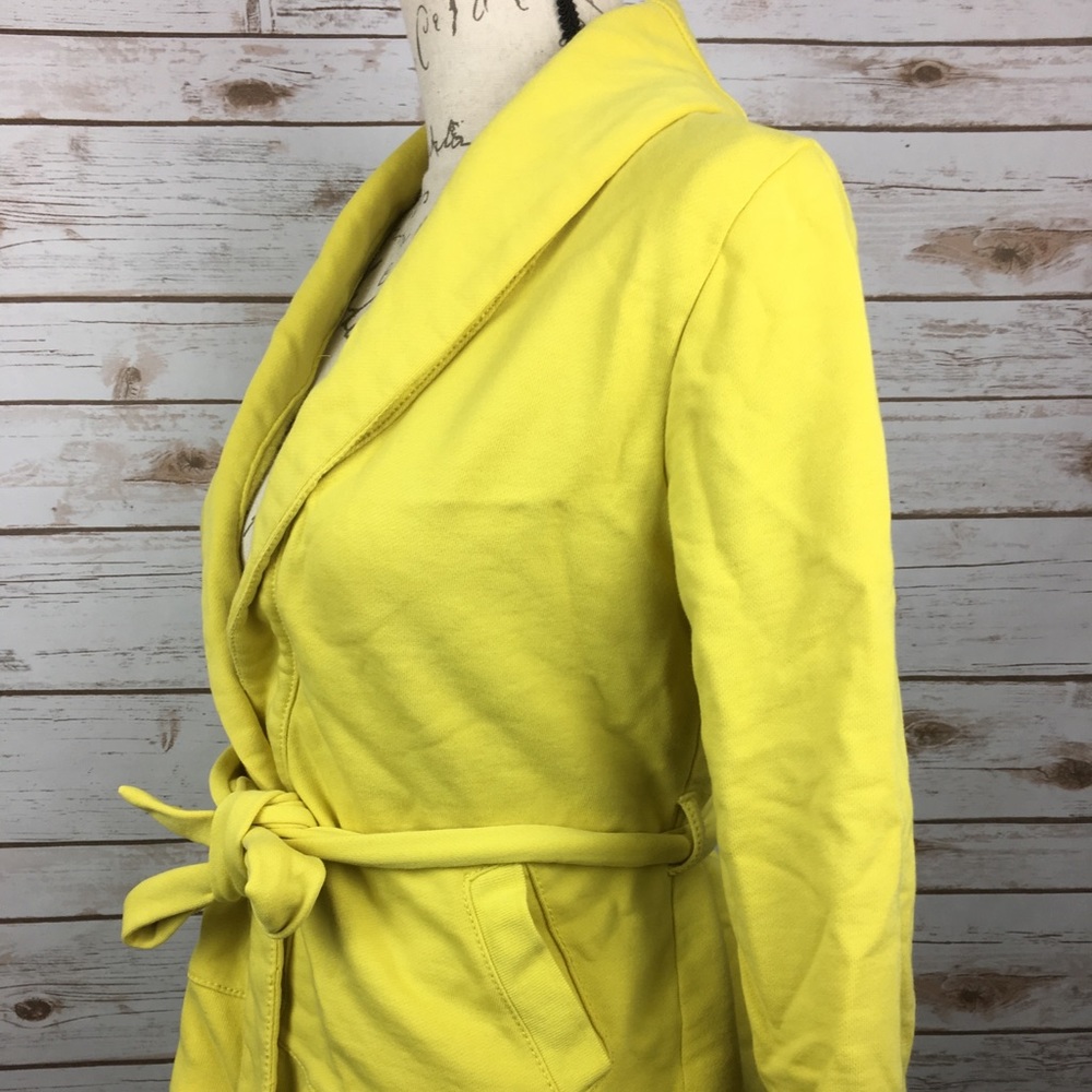 J Crew 3/4 Sleeve Yellow Belted Cotton Jacket Sm - Picture 4 of 8